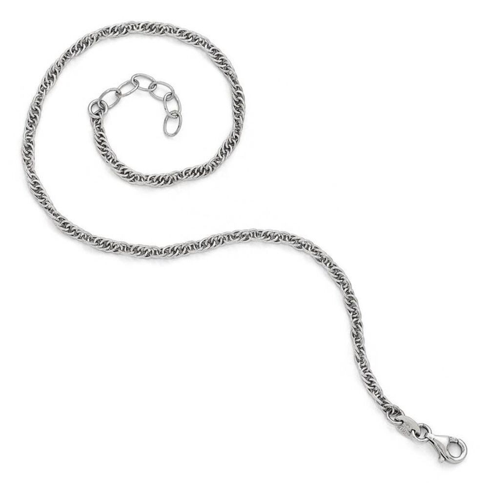 Sterling Silver 2mm Loose Rope Chain Anklet, 9.5 to 10.5 Inch